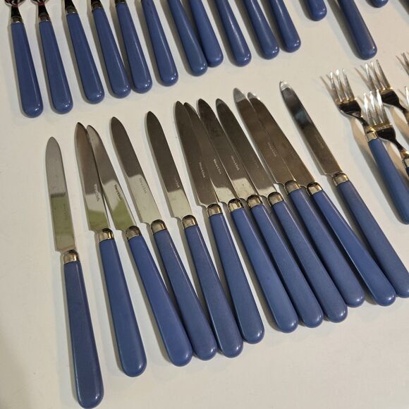 48pc Villeroy & Boch Stainless Flatware Periwinkle Blue Resin Handle forks spoon - Picture 5 of 11
